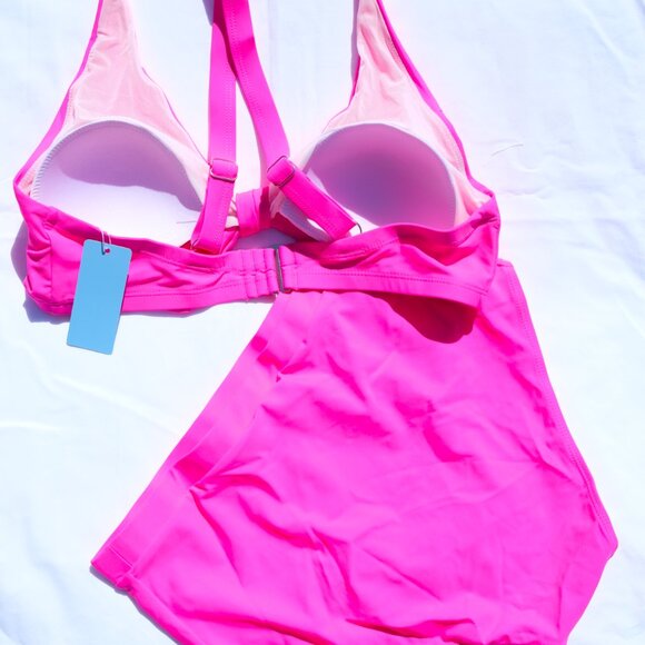 BRIGHT BEAUTIFUL YONIQUE HOT PINK BATHING SUIT (see measurements) - Picture 4 of 5